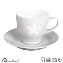 3oz Cup and Saucer with Star Design Grey Color